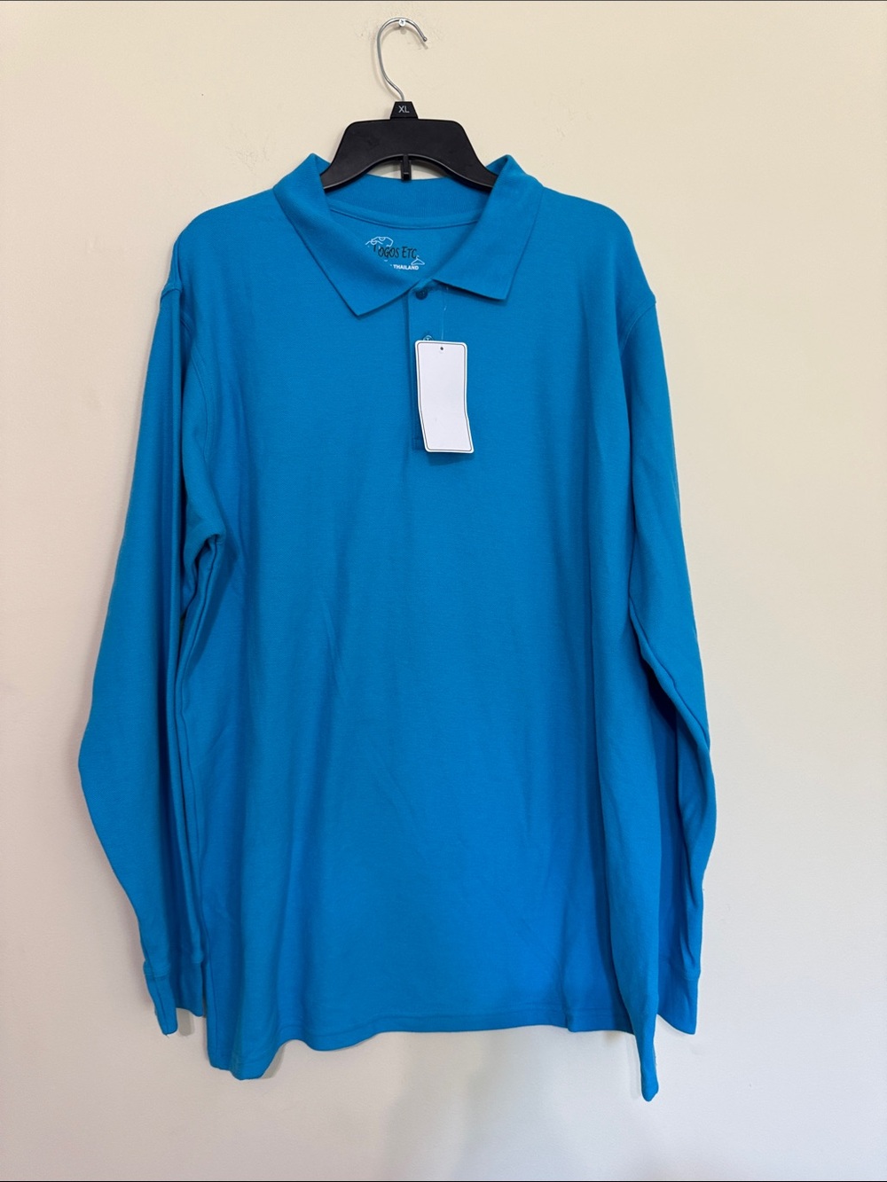 Men's Long Sleeve Polo in Turquoise (Tall)
